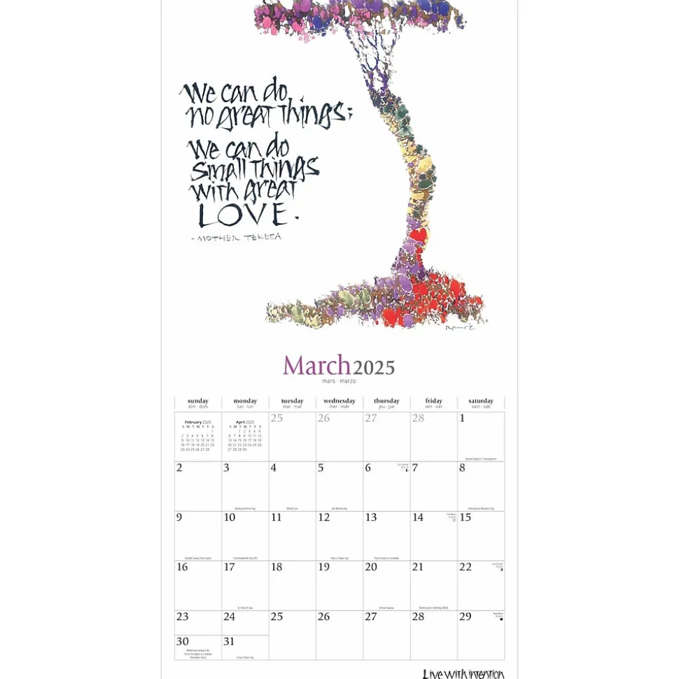 2025 Brush Dance Live with Intention 12" x 12" Monthly Square Wall Calendar (9781975480011)