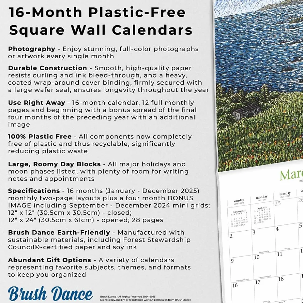2025 Brush Dance Points of Light 12" x 24" Monthly Square Wall Calendar, (9781975481230)