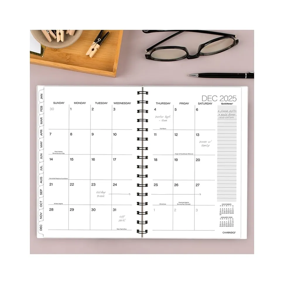 2025 Cambridge Alicia 5.5" x 8.5" Weekly & Monthly Planner, Poly Cover, Pink/Black (1726-200-25)