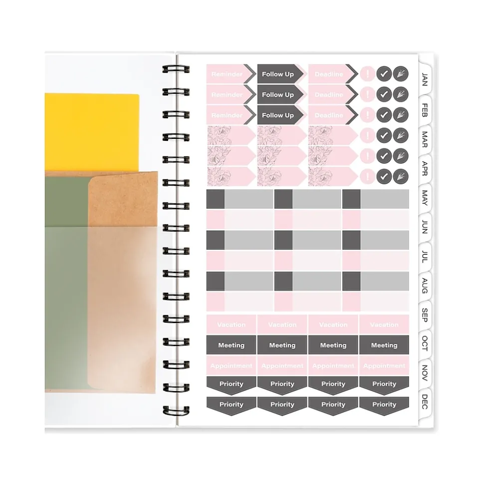 2025 Cambridge Alicia 5.5" x 8.5" Weekly & Monthly Planner, Poly Cover, Pink/Black (1726-200-25)