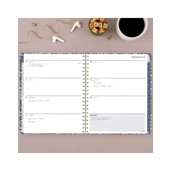 2025 Cambridge Blockprint 8.5" x 11" Weekly & Monthly Planner, Cotton Cover, Blue/White (1724-905-25)