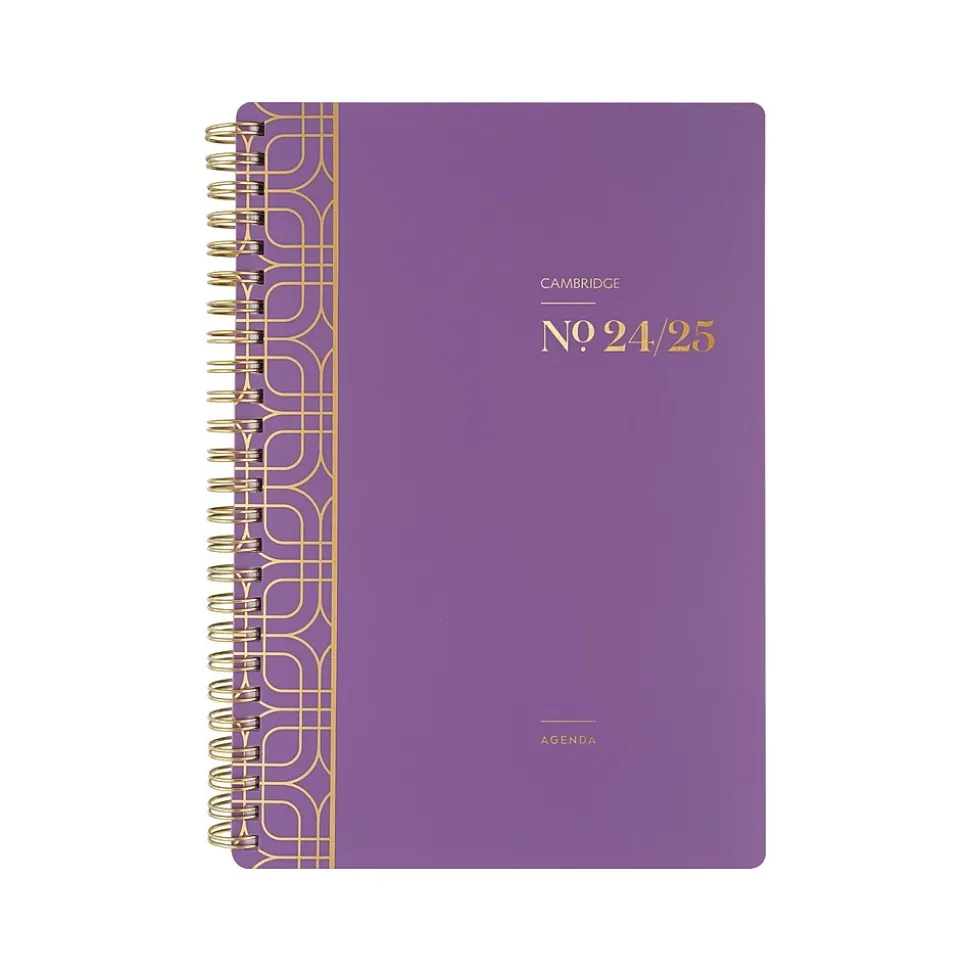 2024-2025 Cambridge WorkStyle Balance 5.5" x 8.5" Academic Weekly & Monthly Planner, Poly Cover, Purple Swirl