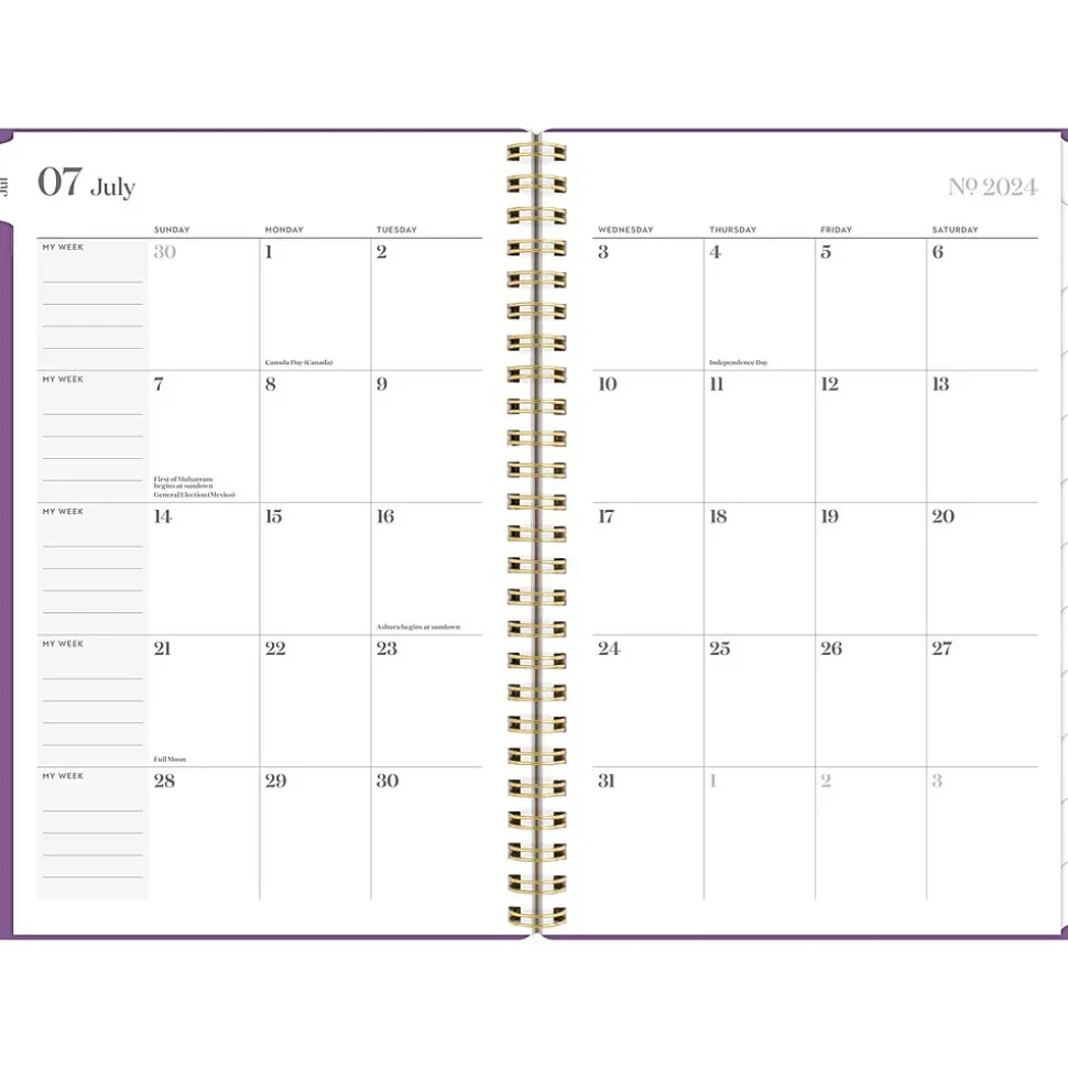 2024-2025 Cambridge WorkStyle Balance 5.5" x 8.5" Academic Weekly & Monthly Planner, Poly Cover, Purple Swirl