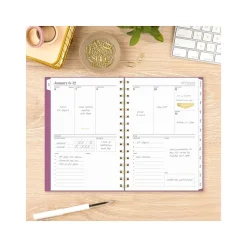 2025 Cambridge WorkStyle Balance 5.5" x 8.5" Weekly & Monthly Planner, Poly Cover, Red Violet/Gold (1606-200-59-25)