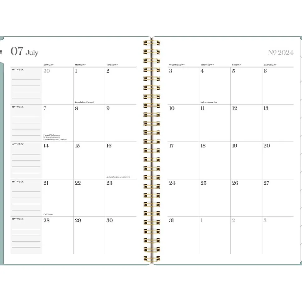 2024-2025 Cambridge WorkStyle Classic 5.5" x 8.5" Academic Weekly & Monthly Planner, Plastic Cover, Mellow Frost