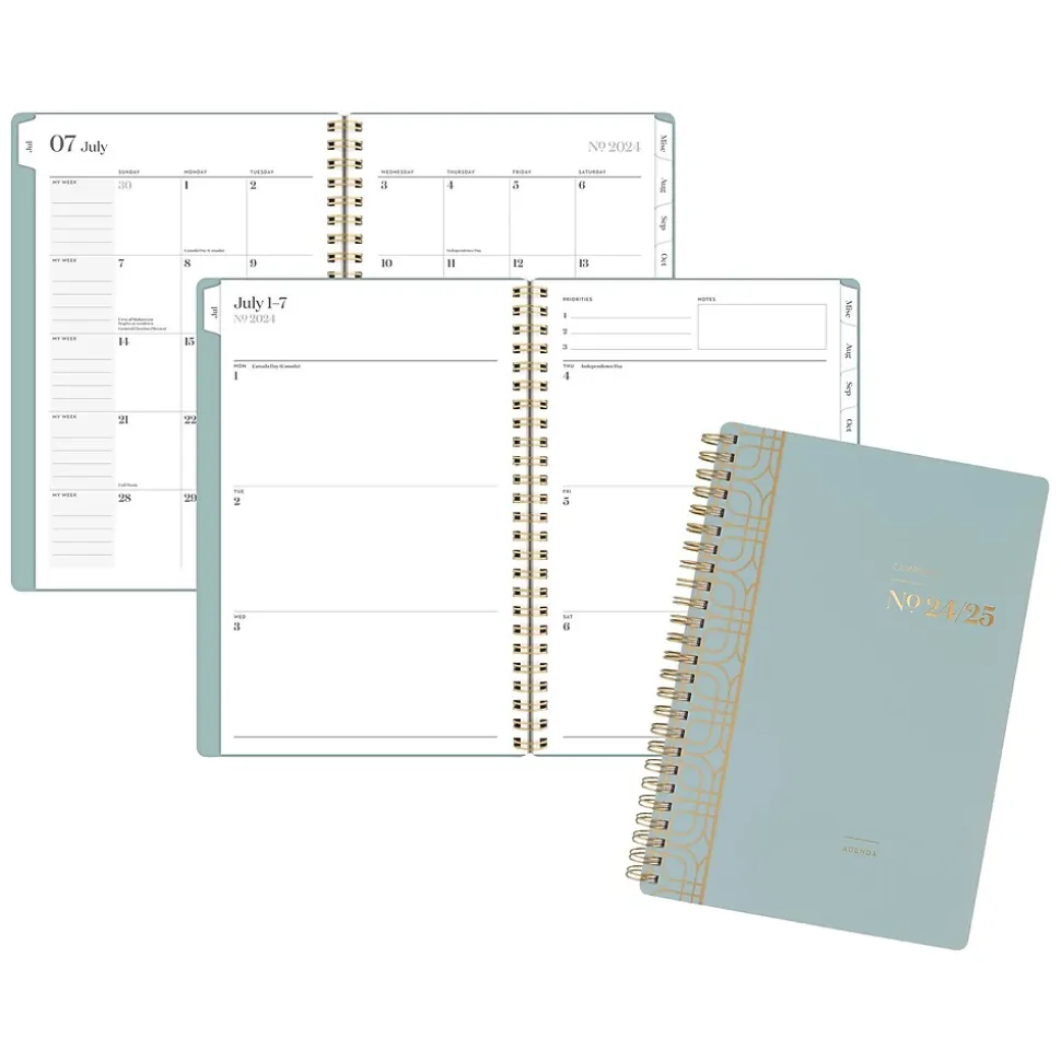 2024-2025 Cambridge WorkStyle Classic 5.5" x 8.5" Academic Weekly & Monthly Planner, Plastic Cover, Mellow Frost