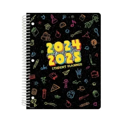 2024-2025 Global Printed Products Chalkboard Doodles 8.5" x 11" Academic Weekly & Monthly Student Planner, Paper Cover