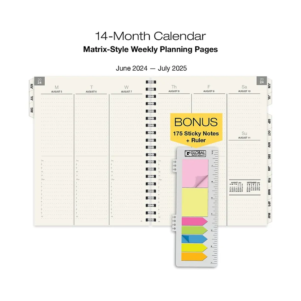 2024-2025 Global Printed Products Pick Your Own 8.5" x 11" Academic Weekly & Monthly Planner, Vinyl Cover, Assorted Colors
