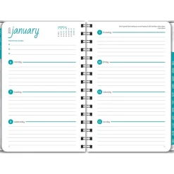 2025 Global Printed Products 5.5" x 8" Weekly & Monthly Planner, Paperboard Cover, White/Gray (SPLS25-58-04)