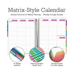 2025 Global Printed Products 8.5" x 11" Weekly & Monthly Planner, Plastic Cover, Multicolor (SPLS25-DCY-6)