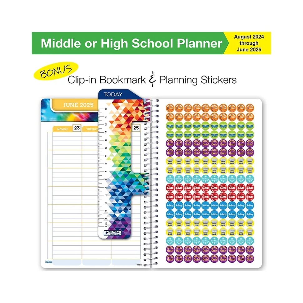 2024-2025 GPP 5.5" x 8.5" Weekly & Monthly Student Planner, Paper Cover, Multicolor, 40/Pack (AY24SM558501-CP)