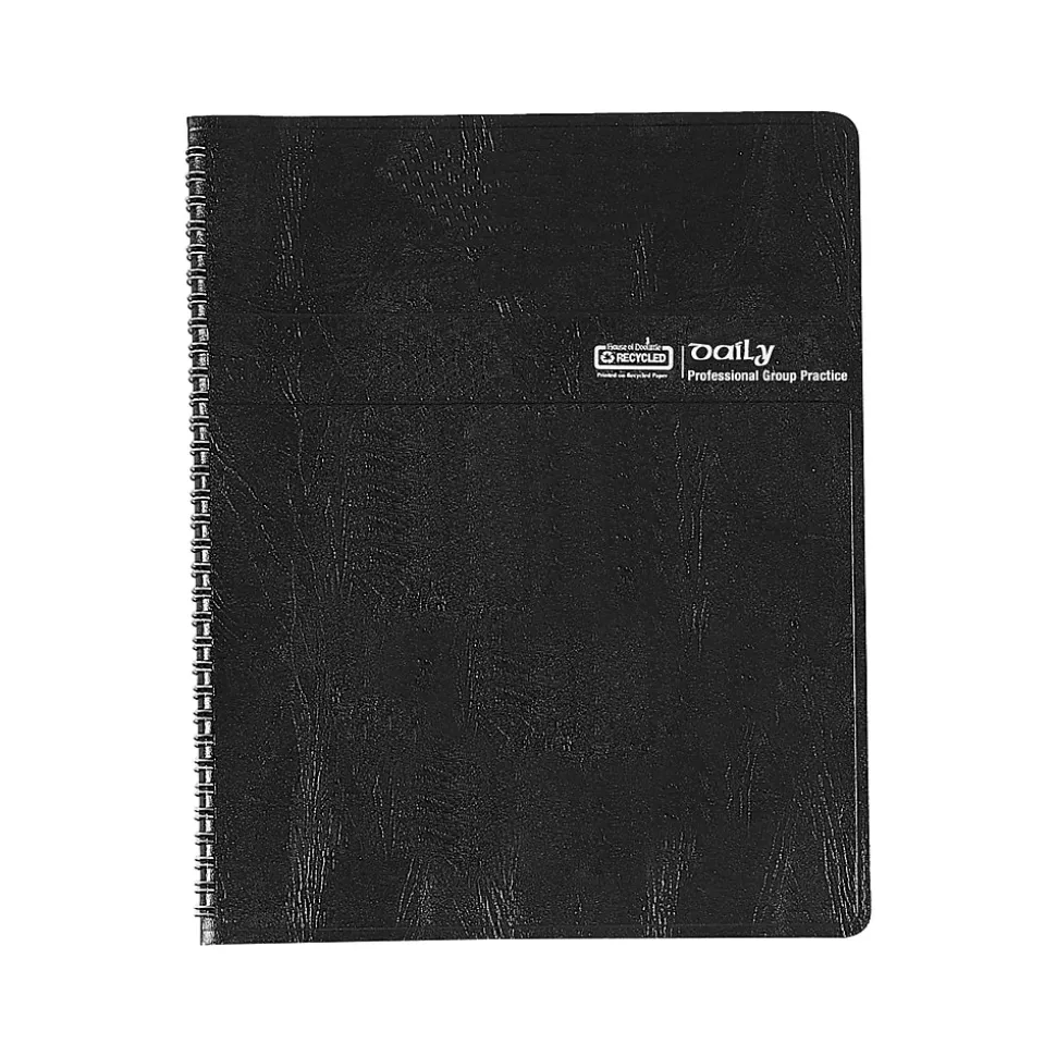 2025 House of Doolittle 8.5" x 11" Daily 8-Person Group Practice Planner, Faux Leather Cover, Black (28102-25)