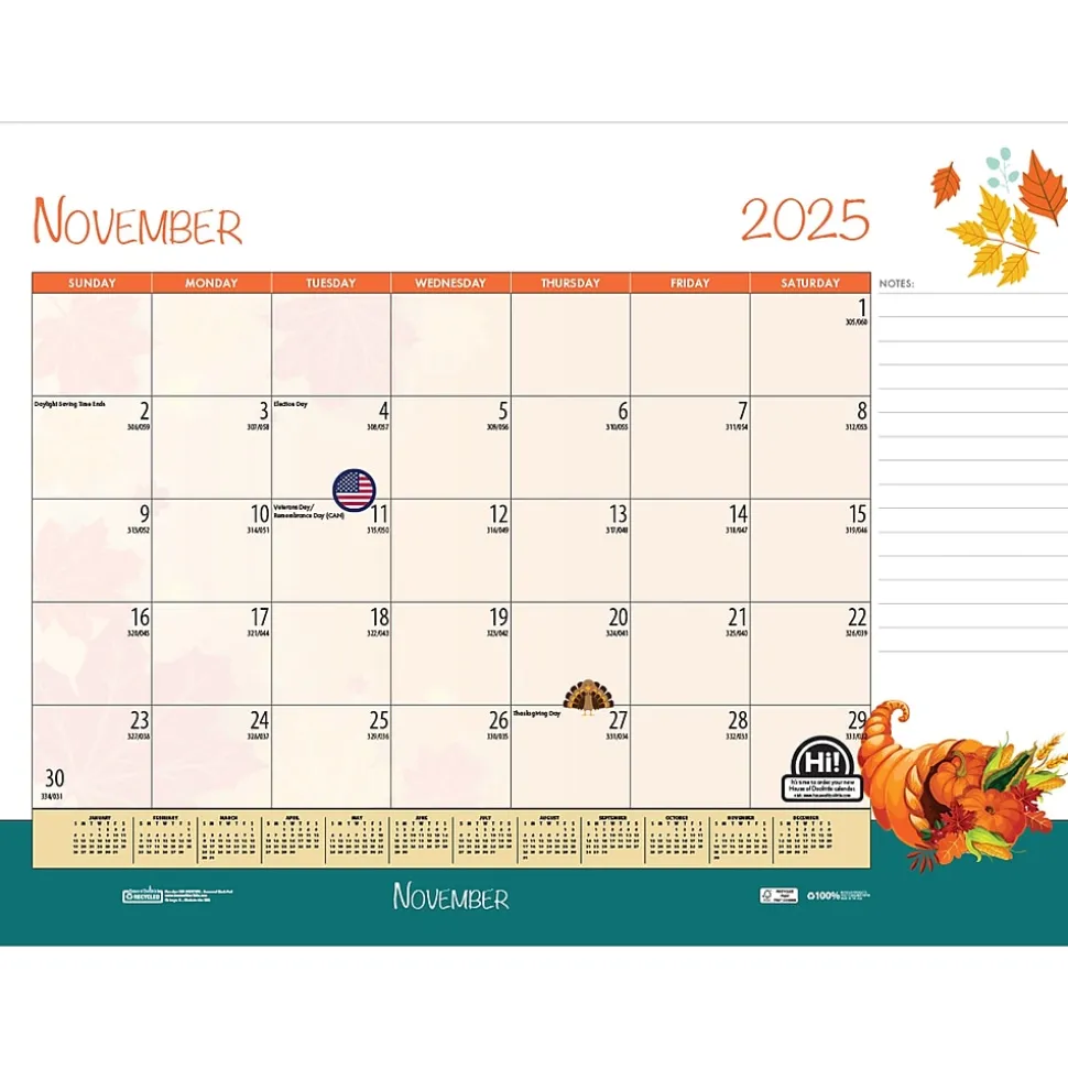 2025 House of Doolittle Seasonal Holiday Depictions 18.5" x 13" Monthly Desk Pad Calendar (1396-25)