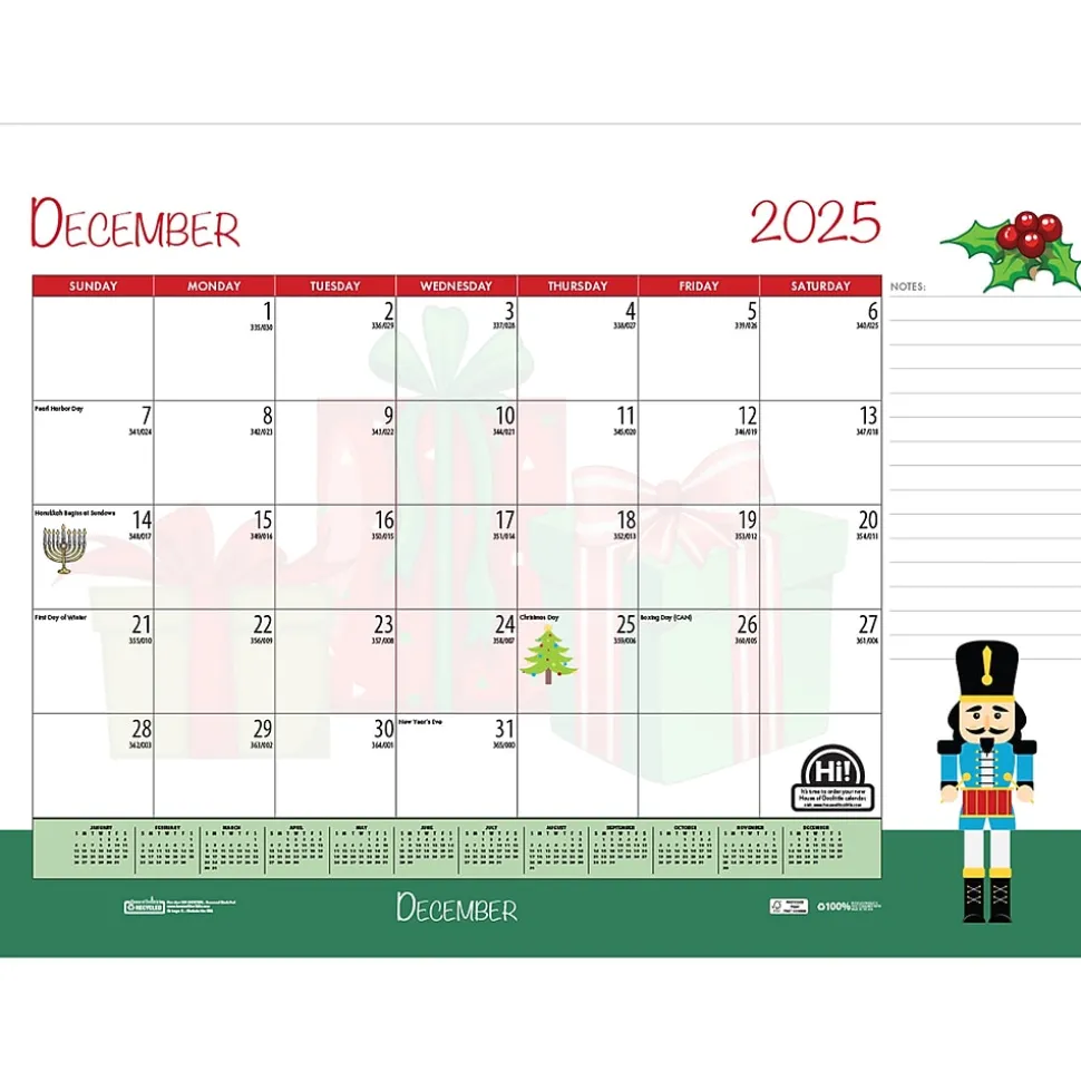 2025 House of Doolittle Seasonal Holiday Depictions 18.5" x 13" Monthly Desk Pad Calendar (1396-25)