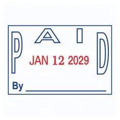 2000 Plus 2-Color Paid Dater, Blue and Red Ink (011033)