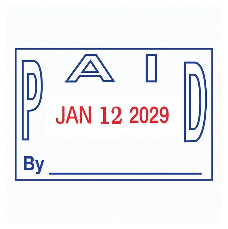 2000 Plus 2-Color Paid Dater, Blue and Red Ink (011033)