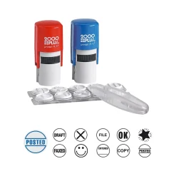 2000 Plus Deluxe Office Kit Stamp Set, Assorted 5/8" Designs, Blue and Red Inks (030459)
