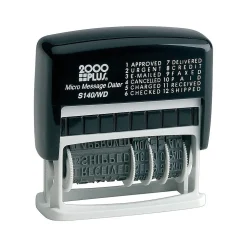 2000 Plus Micro Message Dater 12-in-1 Self-Inking Date and Message Stamp, Black Ink (011090)