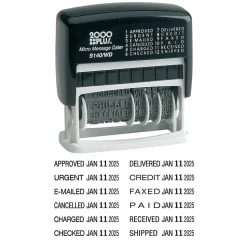 2000 Plus Micro Message Dater 12-in-1 Self-Inking Date and Message Stamp, Black Ink (011090)