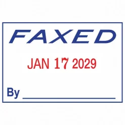 2000 Plus Self-Inking Dater and Message Stamp, FAXED, Blue and Red Inks (011032)