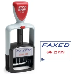 2000 Plus Self-Inking Dater and Message Stamp, FAXED, Blue and Red Inks (011032)