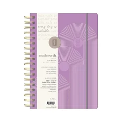 2024-2025 Southworth Plum Geo 7" x 9.25" Academic Year Weekly & Monthly Planner, Hardsided Cover, Purple/White (91489)