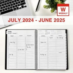 2024-2025 Staples 8" x 11" Academic Weekly & Monthly Appointment Book, Plastic Cover, Black (ST25499-23)