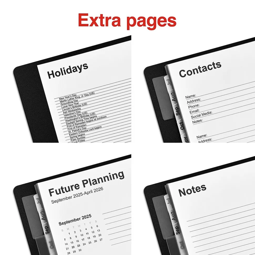 2024-2025 Staples 7" x 9" Academic Weekly & Monthly Appointment Book, Plastic Cover, Black (ST25497-23)