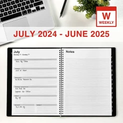 2024-2025 Staples 8" x 11" Academic Weekly & Monthly Planner, Faux Leather Cover, Black (ST23572-23)