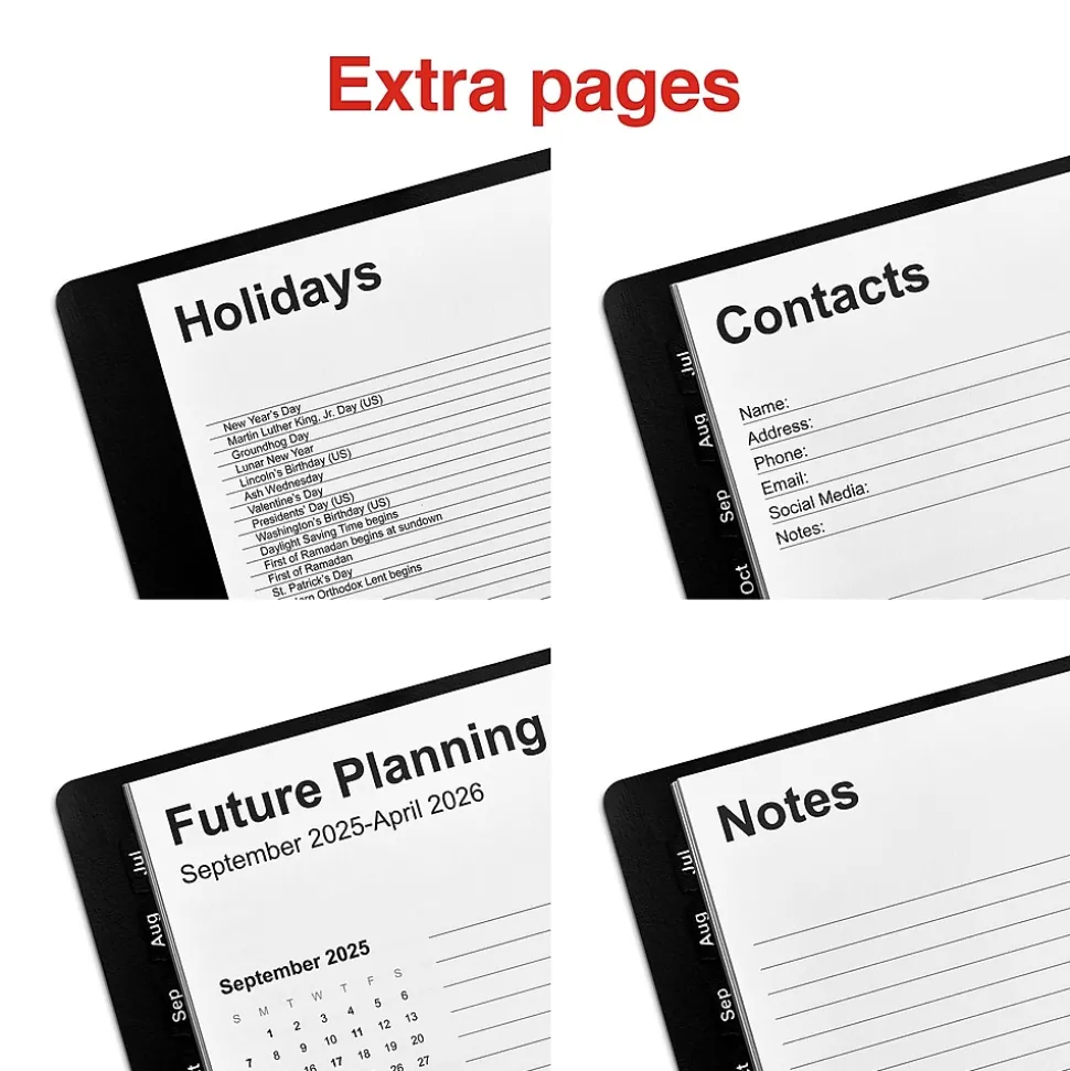 2024-2025 Staples 8" x 11" Academic Weekly & Monthly Planner, Faux Leather Cover, Black (ST23572-23)