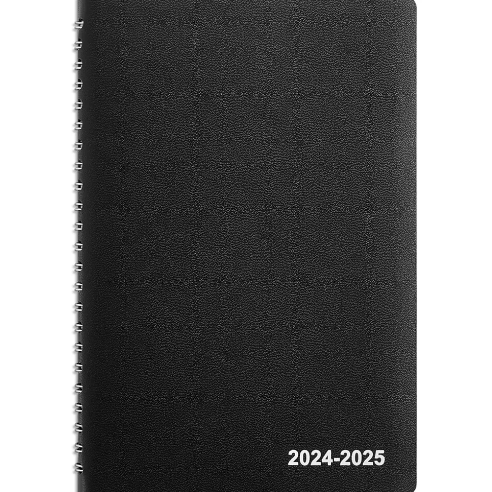 2024-2025 Staples 5" x 8" Academic Weekly & Monthly Planner, Faux Leather Cover, Black (ST23570-23)