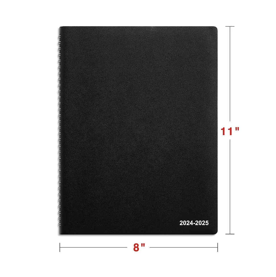 2024-2025 Staples 8" x 11" Academic Weekly & Monthly Appointment Book, Faux Leather Cover, Black (ST60363-23)