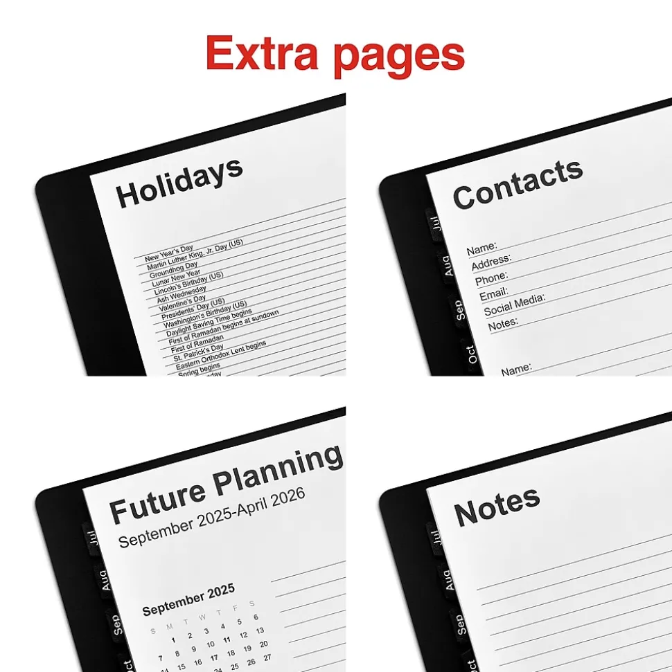 2024-2025 Staples 8" x 11" Academic Weekly & Monthly Appointment Book, Faux Leather Cover, Black (ST60363-23)