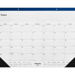 2025 Staples 22" x 17" Desk Pad Calendar, Navy (ST59700-25)