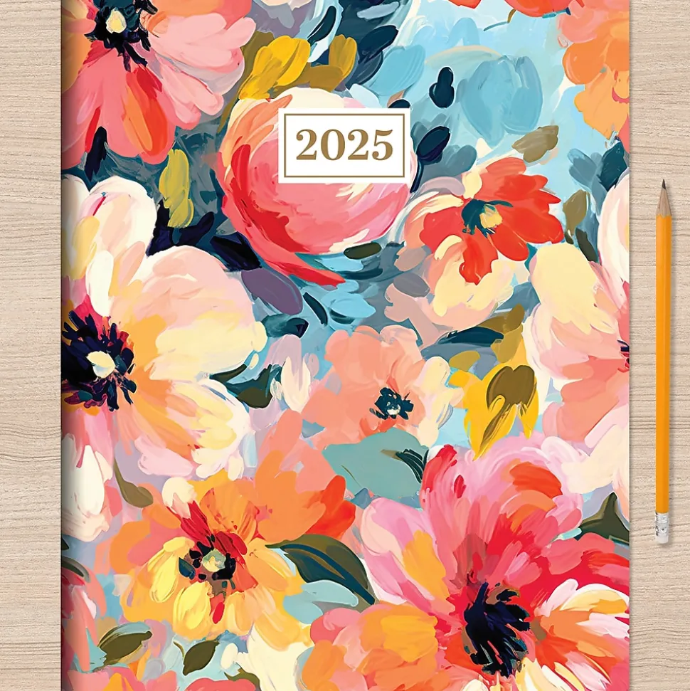 2025 TF Publishing 9" x 11" Monthly Planner, Paperboard Cover, Impressed Flowers (25-4708)