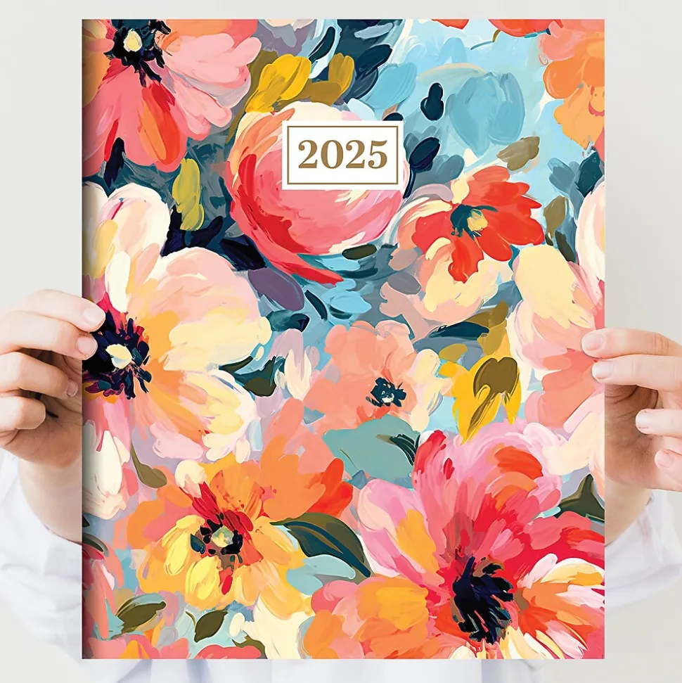 2025 TF Publishing 9" x 11" Monthly Planner, Paperboard Cover, Impressed Flowers (25-4708)