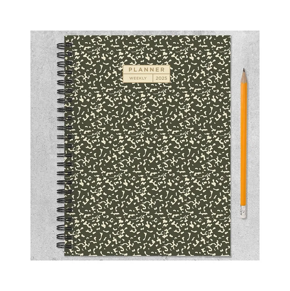 2025 TF Publishing 6.5" x 8" Weekly & Monthly Planner, Paperboard Cover, Black/Beige (25-9202)