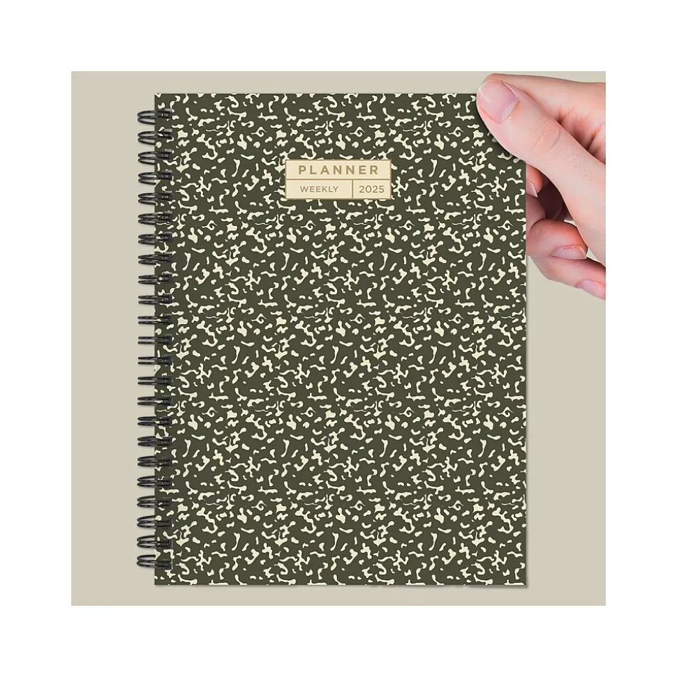 2025 TF Publishing 6.5" x 8" Weekly & Monthly Planner, Paperboard Cover, Black/Beige (25-9202)