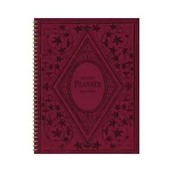 2024-2025 TF Publishing Bibliophile Series Merlot 8.5" x 11" Academic Weekly & Monthly Planner, Paperboard Cover, Red/Black