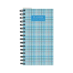 2024-2025 TF Publishing Blue Plaid 3.5" x 6.5" Academic Weekly & Monthly Planner, Paperboard Cover, Multicolor (AY25-7500)