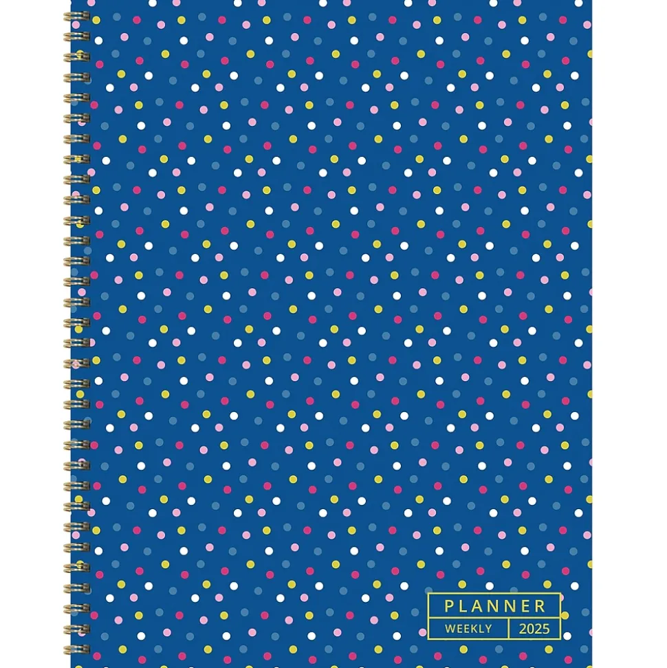 2025 TF Publishing Cobalt Dots 9" x 11" Weekly & Monthly Planner, Paperboard Cover, Multicolored (25-9712)