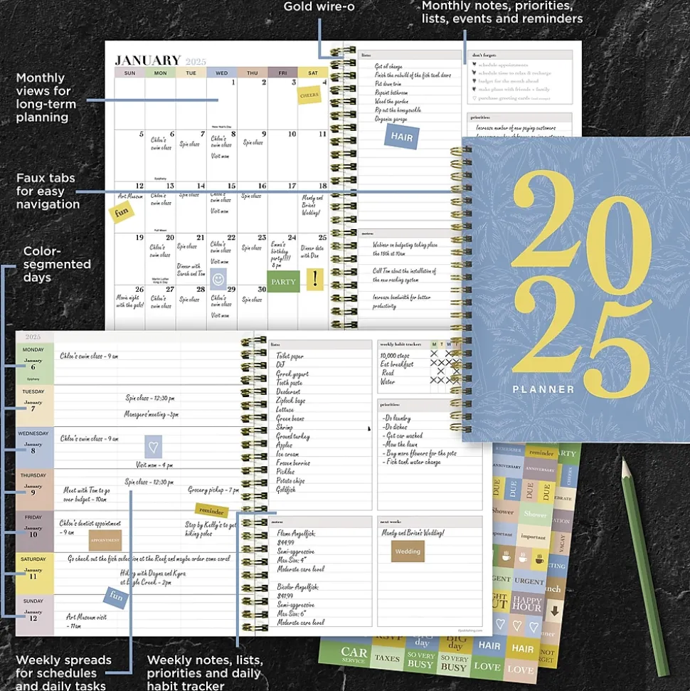 2025 TF Publishing Italian Sky 6.5" x 8" Weekly & Monthly Planner, Paperboard Cover, Multicolor (25-9206)