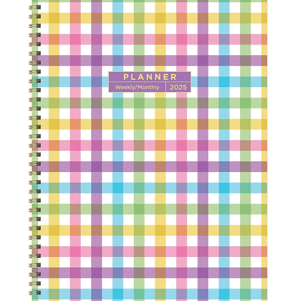2025 TF Publishing Madras Plaid 9" x 11" Weekly & Monthly Planner, Paperboard Cover, Multicolored (25-9714)