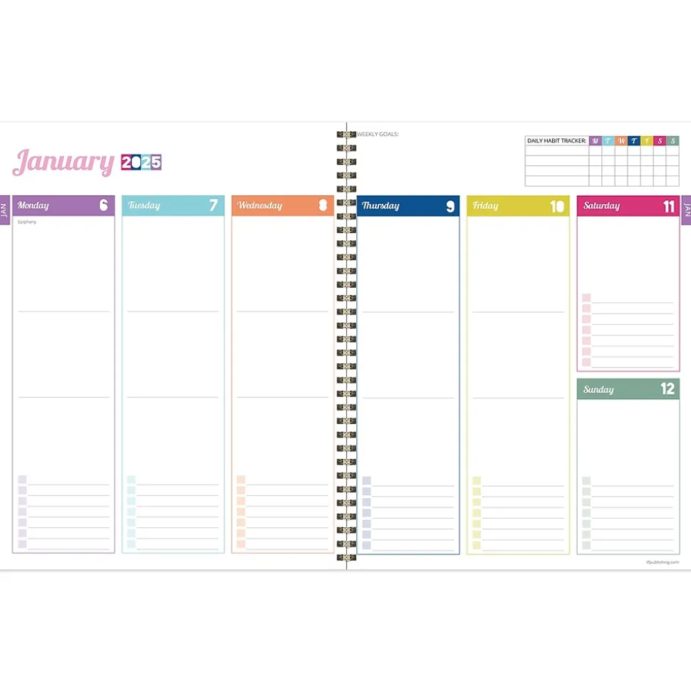 2025 TF Publishing Madras Plaid 9" x 11" Weekly & Monthly Planner, Paperboard Cover, Multicolored (25-9714)