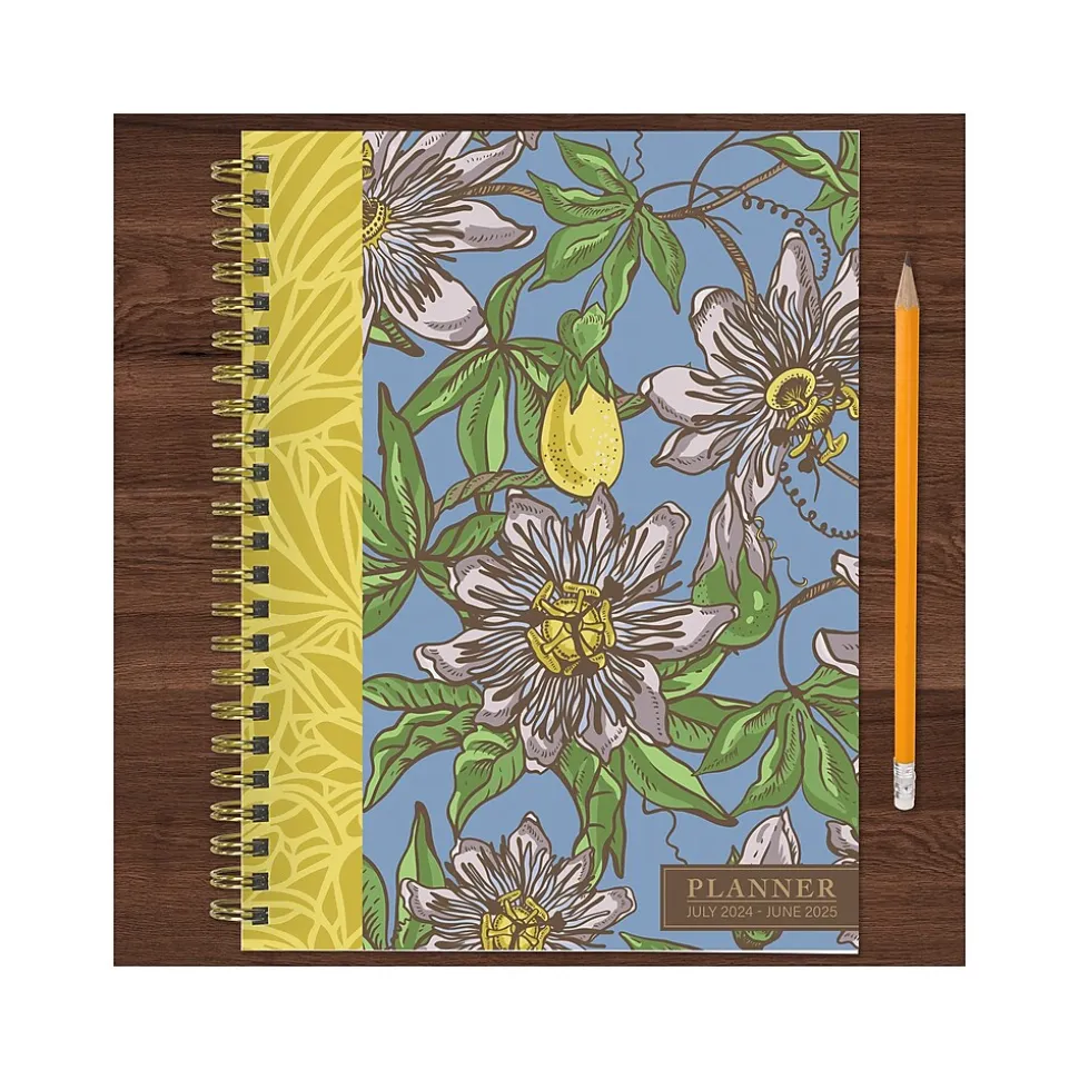 2024-2025 TF Publishing White Lotus Series Coastal Flowers 6" x 8" Academic Weekly & Monthly Planner, Paperboard Cover