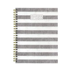 2024-2025 TF Publishing White Lotus Series Seersucker Stripe 6" x 8" Academic Weekly & Monthly Planner, Paperboard Cover