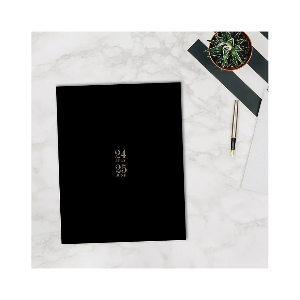 2024-2025 Willow Creek Basic Black 7.5" x 9.5" Academic Monthly Planner, Paper Cover, Black/Brown (47484)