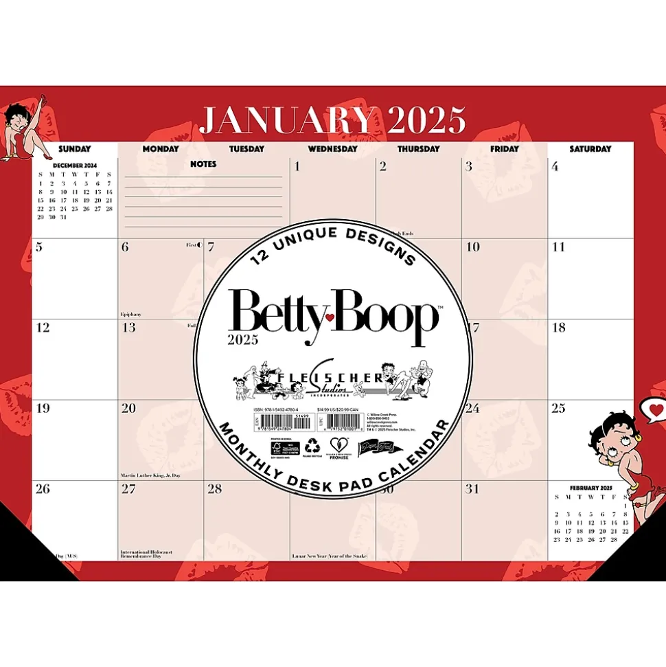 2025 Willow Creek Betty Boop 17" x 12" Monthly Desk Pad Calendar (47804)