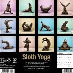 2025 Willow Creek Sloth Yoga 12" x 12" Monthly Wall Calendar (44940)