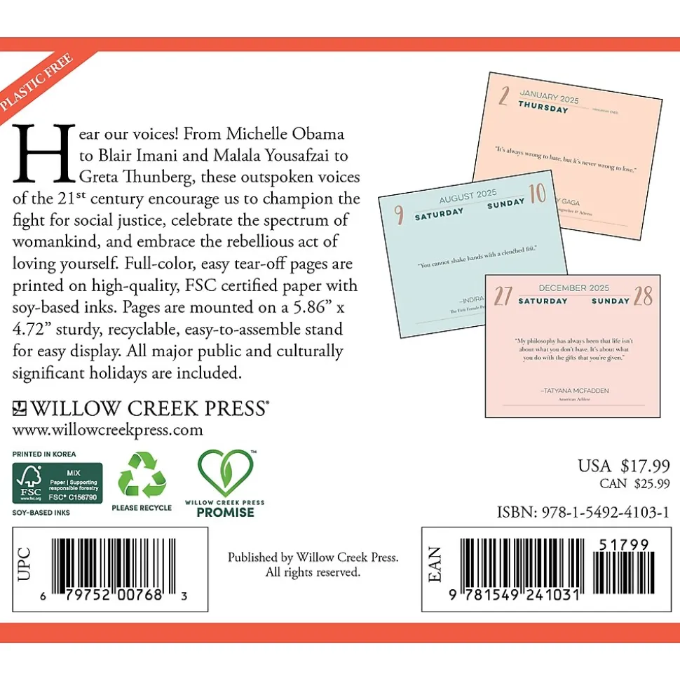 2025 Willow Creek That's What She Said, Inspiring Women Quotes 6" x 5.5" Day-to-Day Calendar (41031)